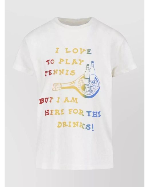 Mother White Crew Neck Graphic Print Regular Fit T-Shirt
