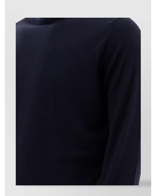 John Smedley Blue Merino Wool Turtleneck Jumper for men