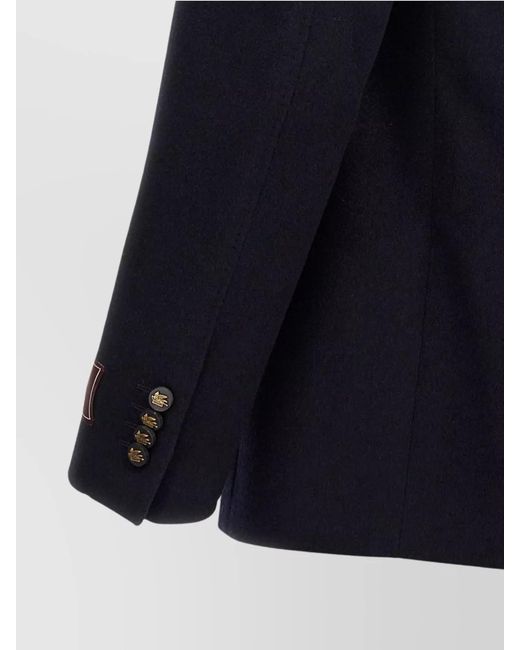 Etro Blue Cashmere Single Breasted Blazer for men