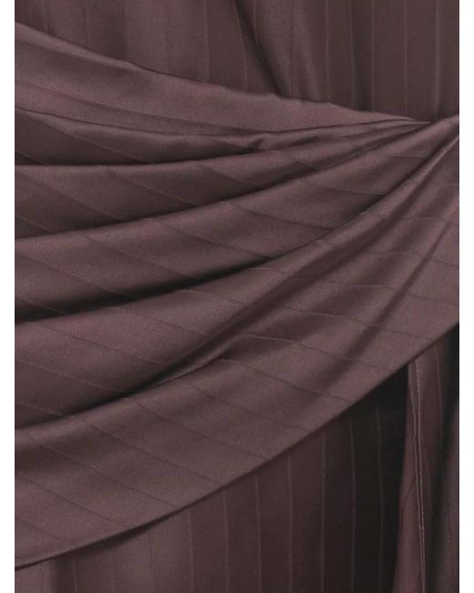 Loulou de Saison Brown Sleeveless Top Round Neck Satin Pinstripe