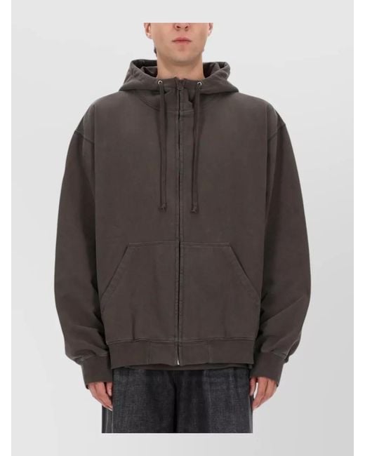Maison Margiela Gray Hooded Knitwear Featuring Front Pockets for men