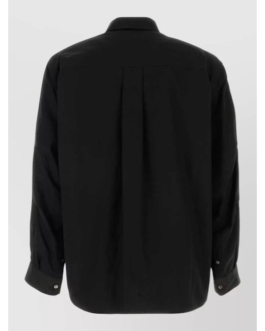Sacai Black Cotton Poplin And Oxford Shirt for men