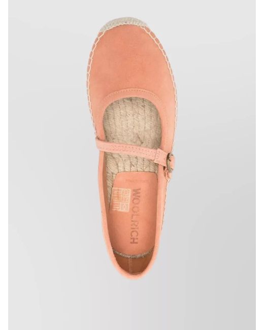 Woolrich Pink Suede Leather Ballet Espadrilles Round Toe
