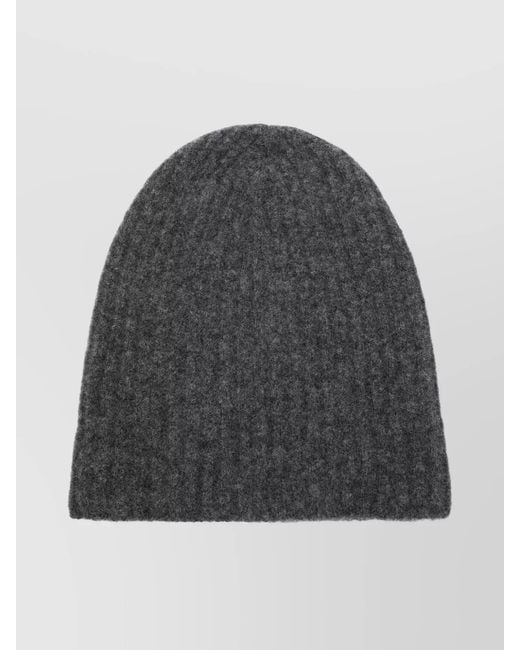 Roberto Collina Gray Cashmere Ribbed Beanie