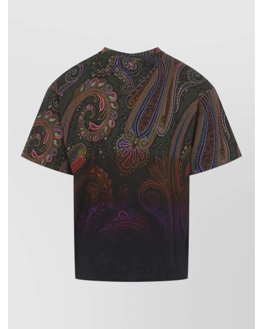 Etro Black Soho Crew Neck Paisley Short Sleeve T Shirt for men