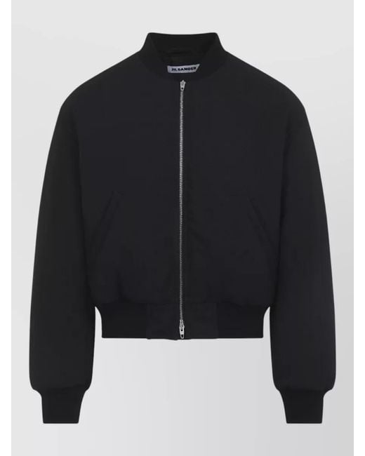 Jil Sander Black Cropped Wool Blend Bomber Jacket for men