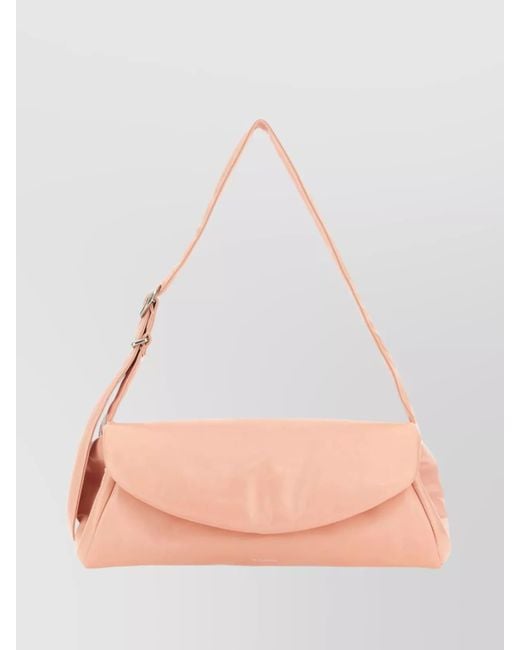 Jil Sander Pink Cannolo Large Nappa Leather Padded Shoulder Bag