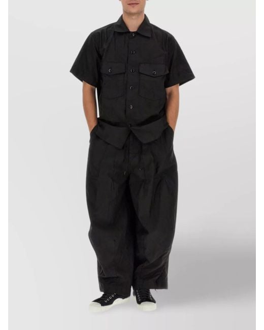Needles Black Regular Fit Shirt With Short Sleeves And Chest Pockets for men
