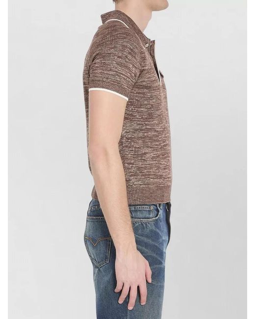 Versace Blue Silk-Blend Mouliné Knit Polo Shirt for men