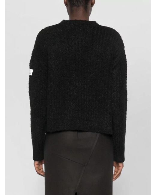 MM6 by Maison Margiela Black Logo Crew Neck Regular Fit Jumper