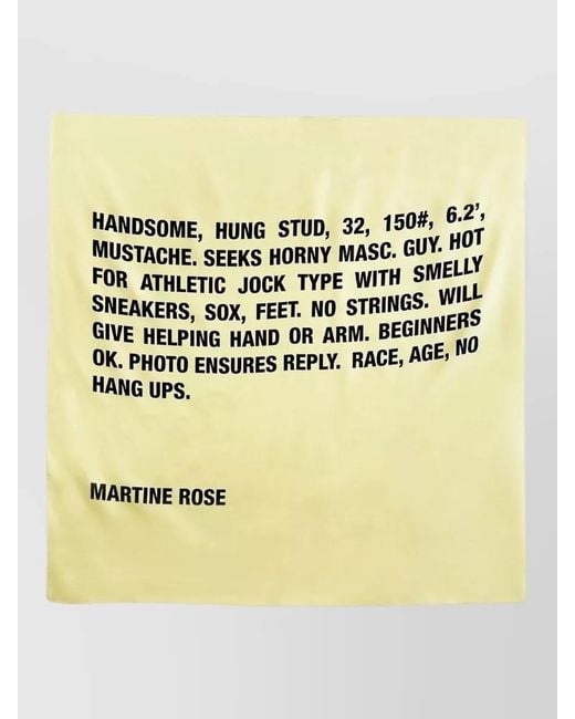 Martine Rose Metallic Square Lightweight Scarf Featuring Text Print for men