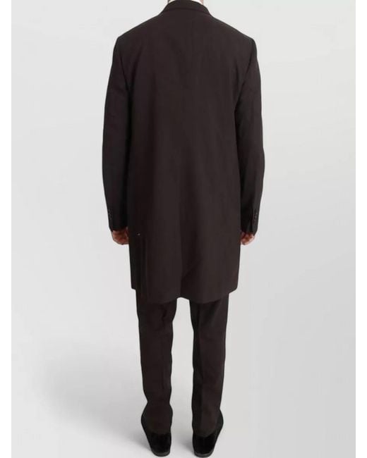 Dolce & Gabbana Black Wool Stretch Long Double Breasted Suit Coat for men