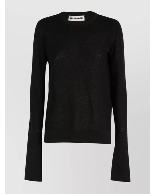 Jil Sander Black Cotton Blend Relaxed Fit Crew Neck Long Sleeve Sweater