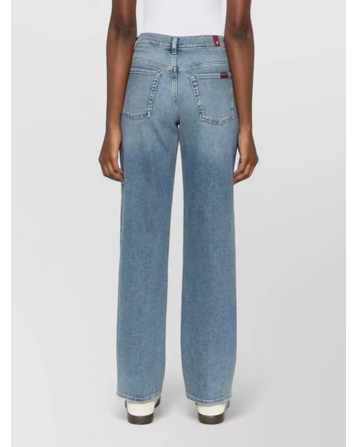 7 For All Mankind Blue Denim Straight-Leg Jeans