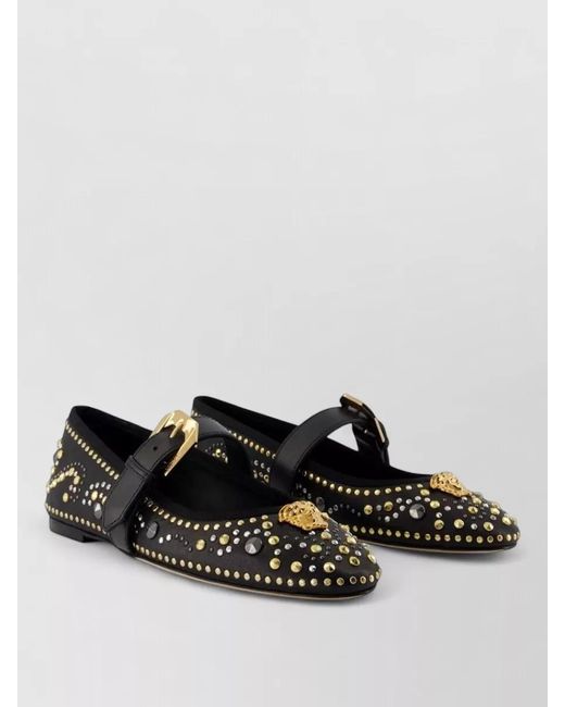 Versace White Ballerina Shoes T05 Calfskin Leather