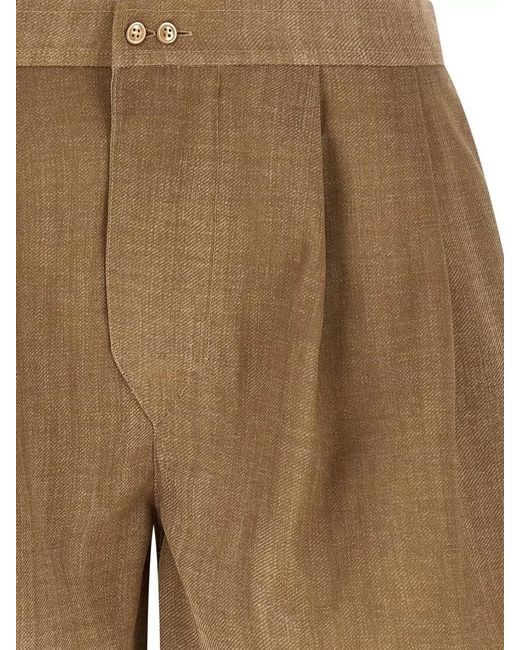 Ermanno Scervino Natural Marocain Shorts Pleated Front Button Waistband