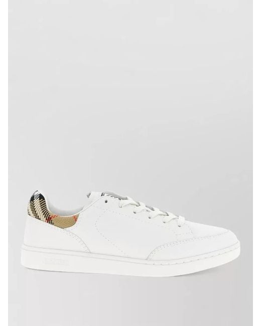 Burberry White Leather Low-Top Sneakers