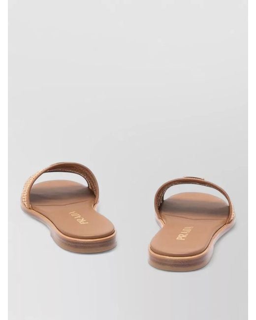Prada Multicolor Lace Slides Flat Sole Open Toe