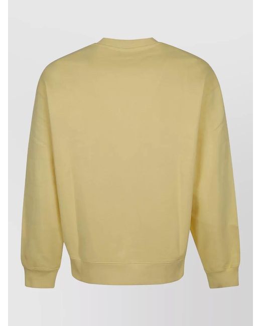 Maison Kitsuné Yellow Cotton Fleece Sweatshirt Crew Neck for men