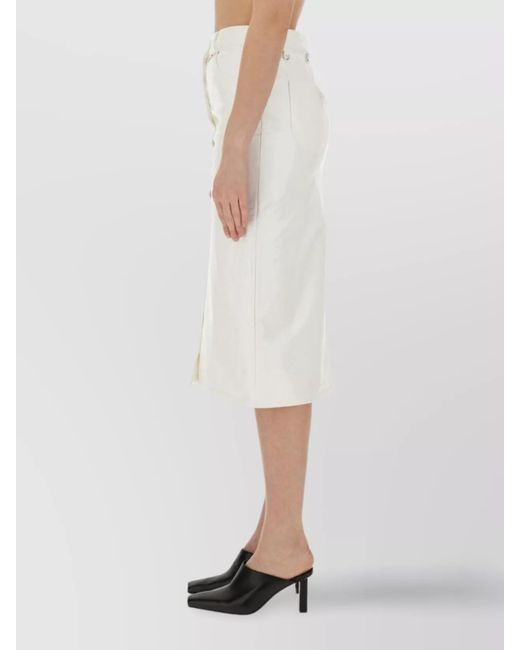 Courreges White High-Waisted Mini Skirt With Buttons
