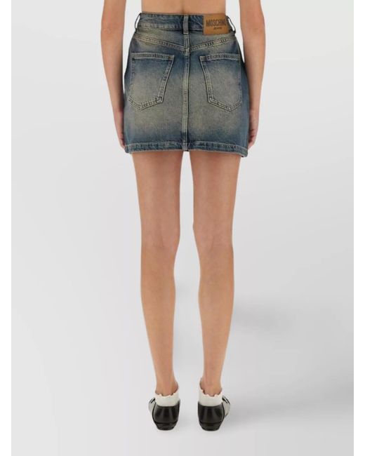 Moschino Blue Denim Fitted Skirt