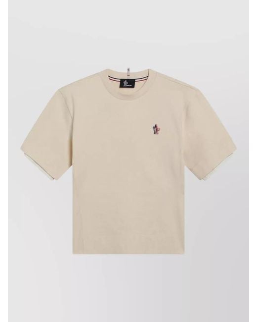 Moncler Natural Cotton-Blend T-Shirt With Logo Patch