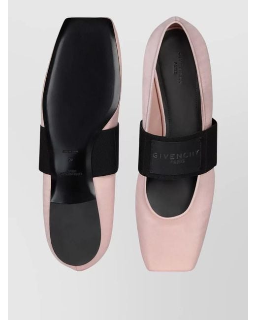 Givenchy Pink Square Toe Ballerina Shoes Elastic Strap