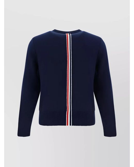 Thom Browne Blue Wool Crewneck Sweater for men
