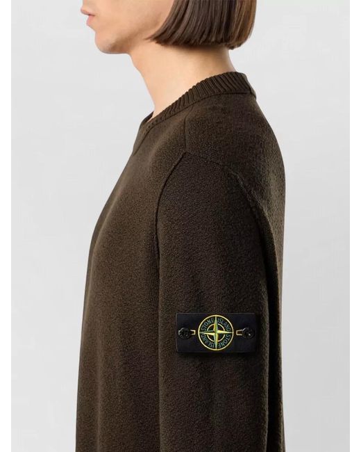 Stone Island Black Crew Neck Knitwear Long Sleeve Sweater for men