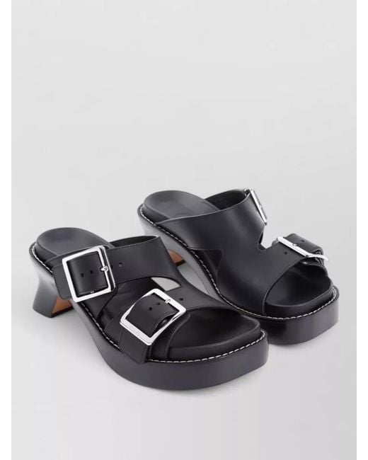 Loewe Black Mules Sandals Chunky Heel Open Toe Platform
