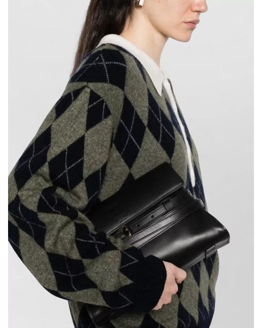 Moschino Black Leather Clutch Bag