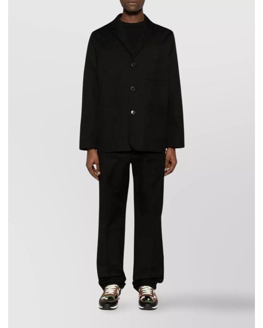 Valentino Garavani Black Regular-Fit Cotton Trousers for men