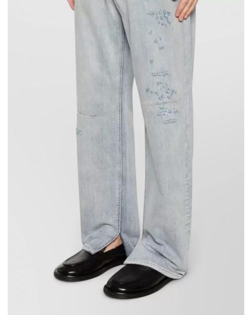 MM6 by Maison Margiela Blue Destroyed Cotton Straight-Leg Jeans for men