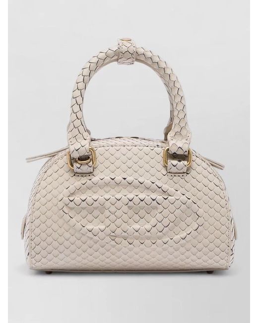 DIESEL Natural Python Leather Mini Dome Crossbody Bag