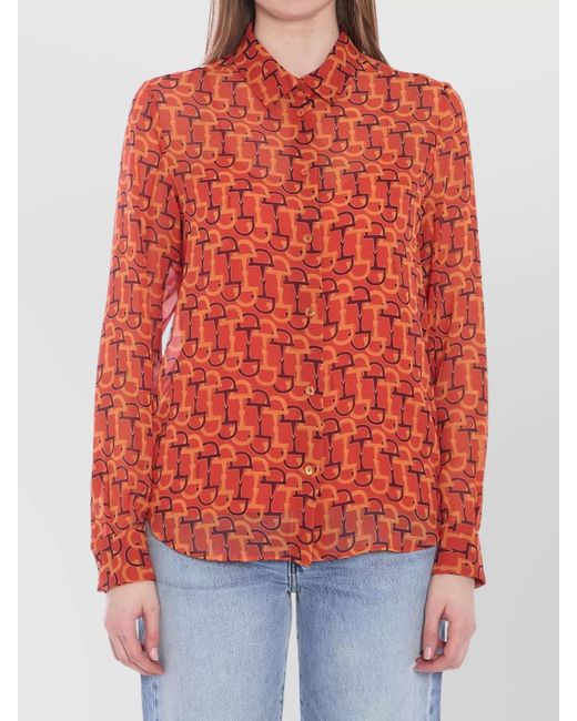 Gucci Red Printed Silk Blouse