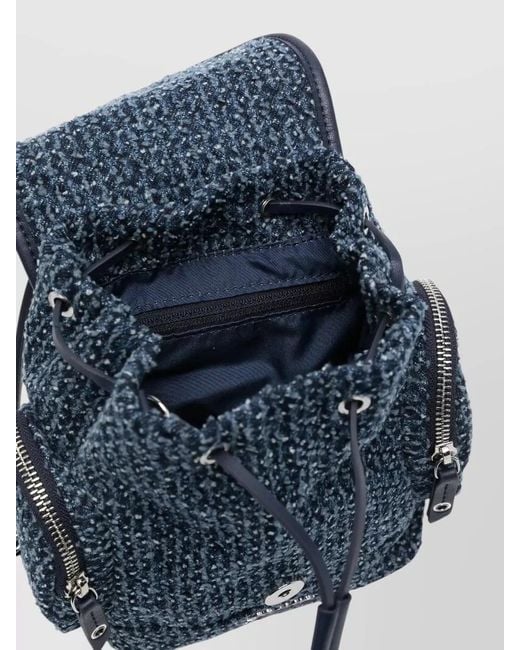 Ganni Blue Small Denim Backpack Adjustable Straps Handle
