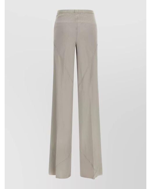 Rick Owens White Silk Wide-Leg Trousers