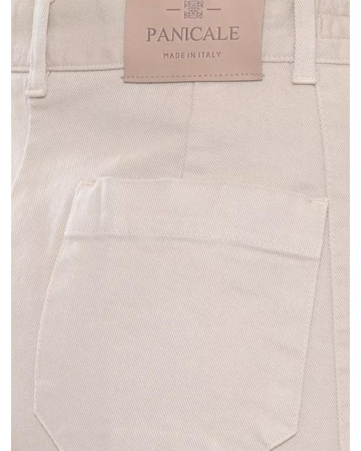 Panicale White Wide Leg Pants Ankle Button Detail