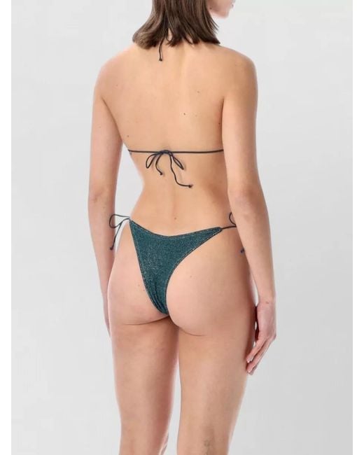 Oseree Blue Lumiere Halter Triangle Bikini High Cut