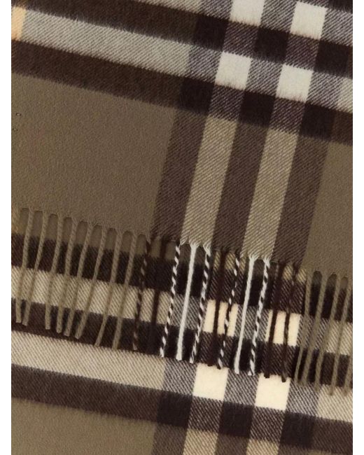 Burberry Multicolor Embroidered Cashmere Check Scarf