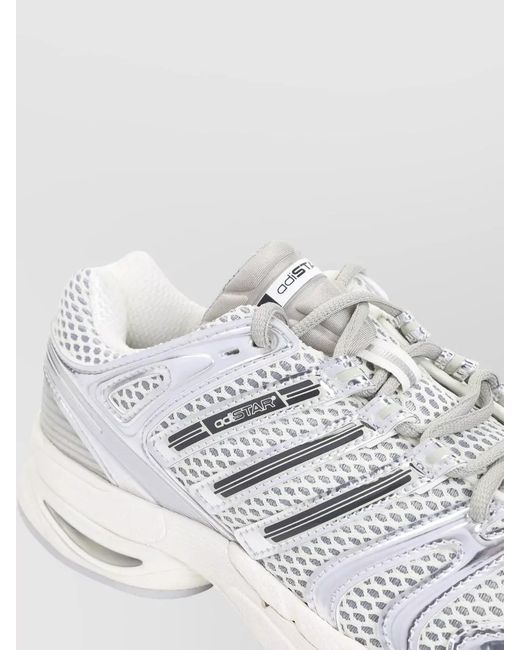 Adidas White Adistar Control 5 Mesh Lace Up Sneakers