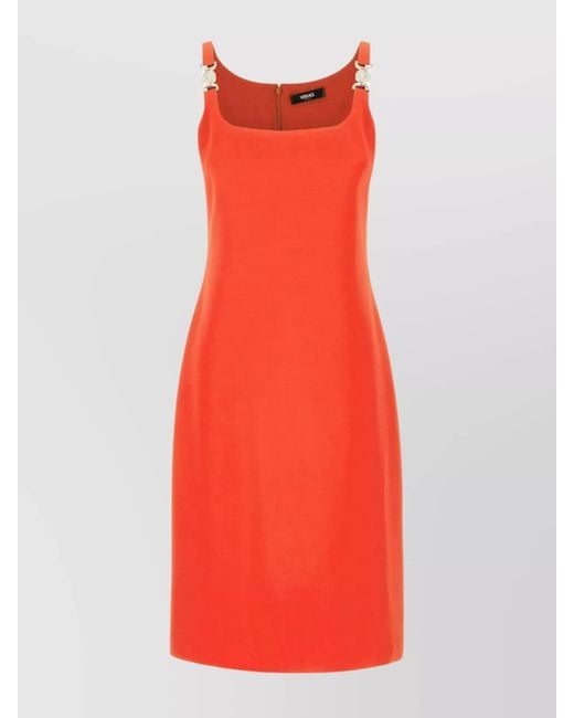 Versace Red Stretch Viscose Midi Dress