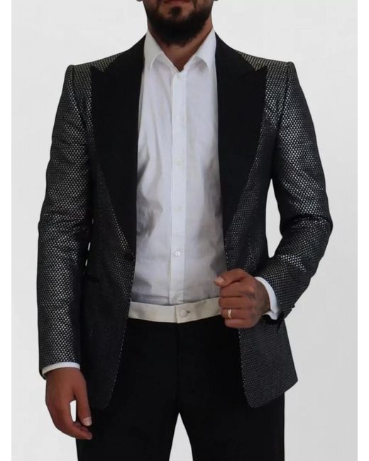 Dolce & Gabbana Black Silk Slim-Fit Single-Breasted Jacquard Dinner Jacket for men