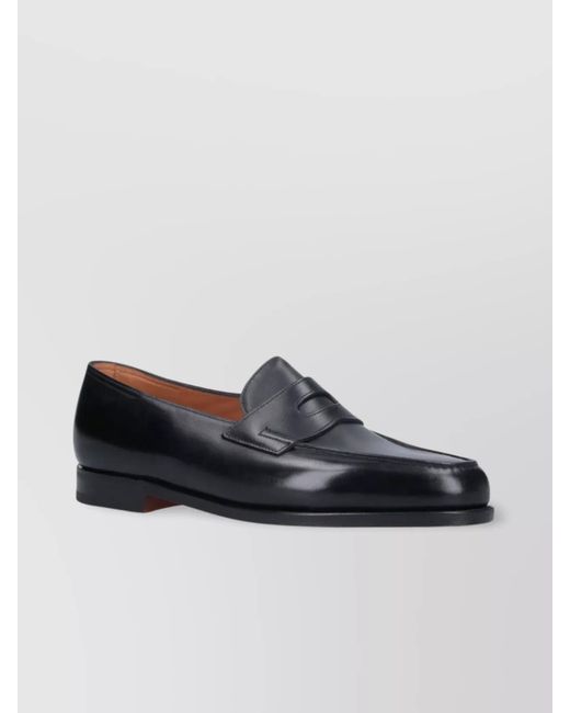 John Lobb Blue Leather Loafers for men
