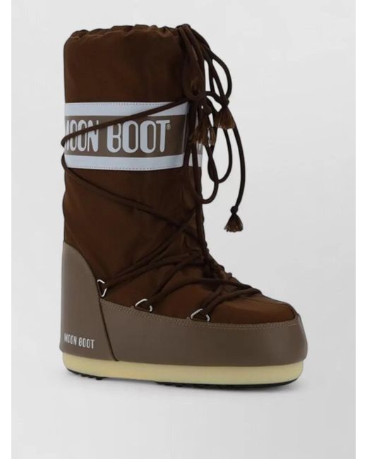 Moon Boot Brown Padded Knee High Boots Platform Sole