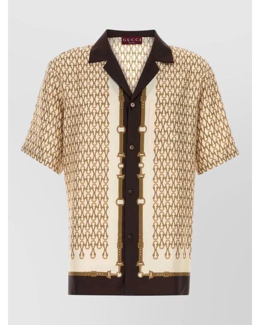 Gucci Natural Printed Silk Shirt for men
