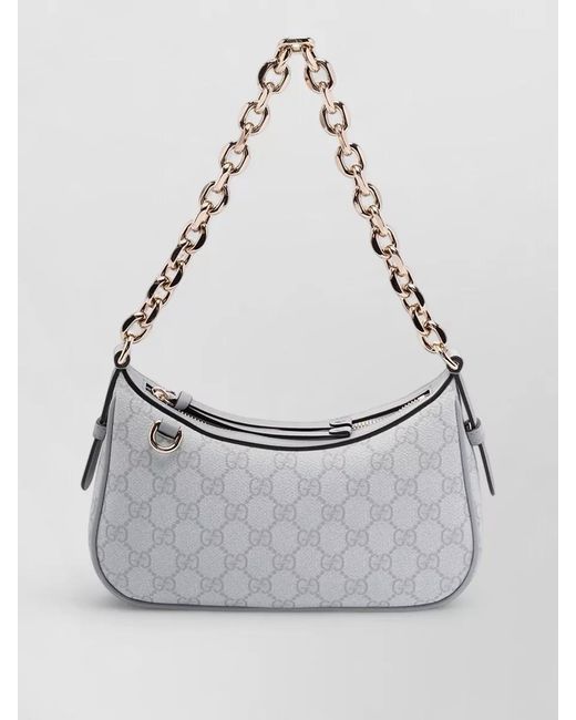 Gucci Gray Gg Enblem Small Fabric Shoulder Bag