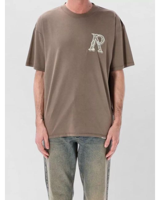 Represent Gray Western Letter Graphic Print Crew Neck T Shirt for men