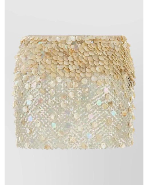 Alanui Natural Sequin Mesh High Waisted Mini Skirt