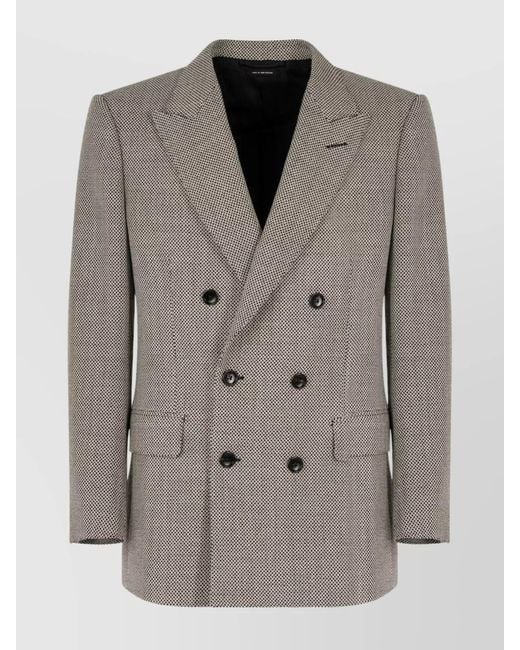 Tom Ford Gray Opposite Birdseye Db Jacket Clothing for men